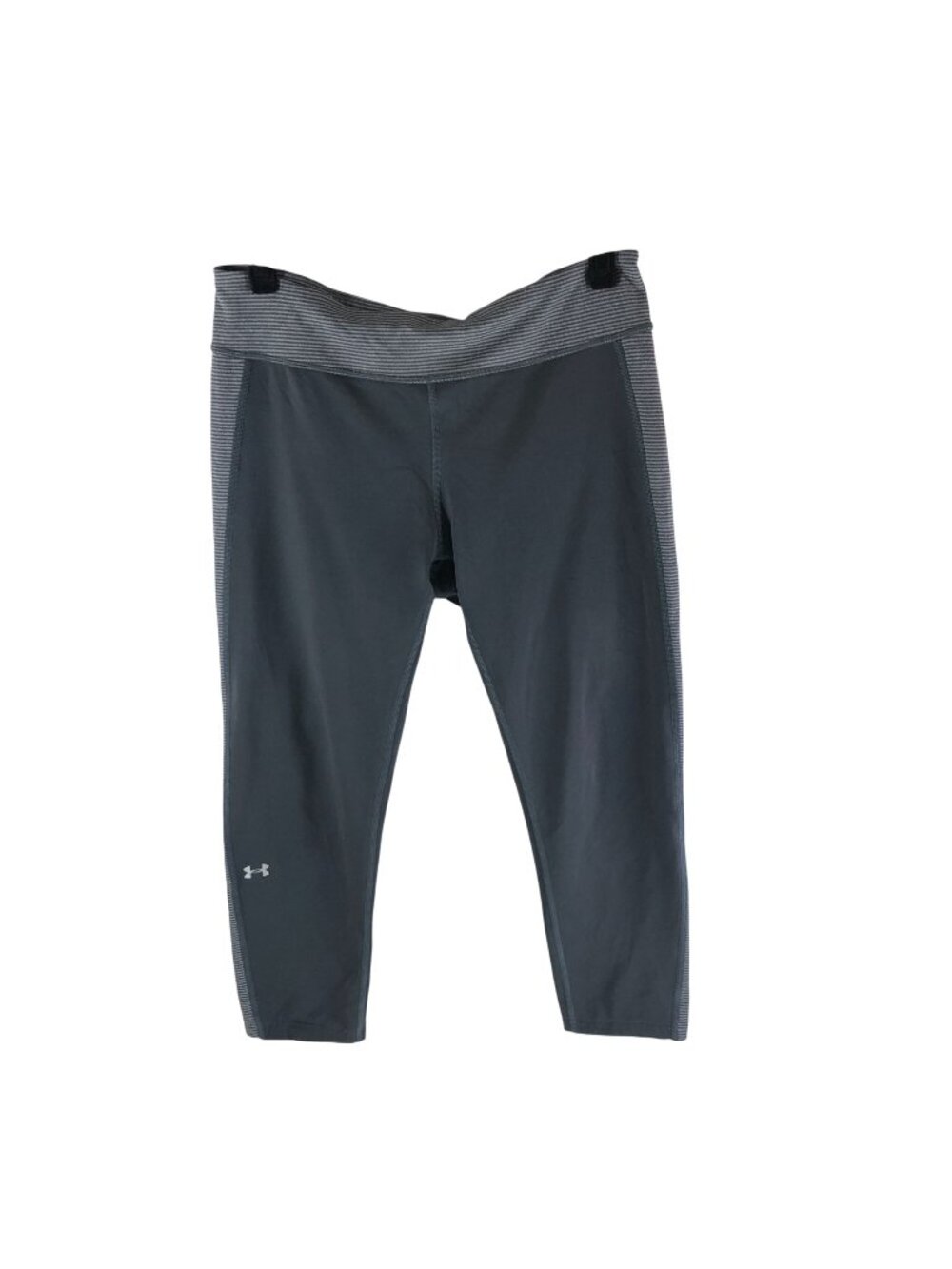 Under Armour Womens Cropped ColdGear Compression Leggings Gray Striped Size L